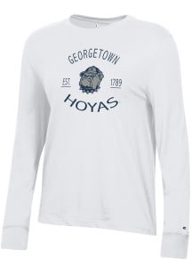 Champion Georgetown Hoyas Womens White Core LS Tee