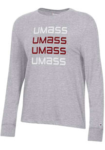 Champion Massachusetts Minutemen Womens Grey Core LS Tee