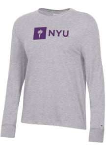 Champion NYU Violets Womens Grey Core LS Tee