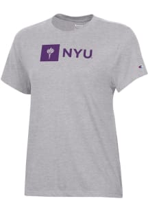 Champion NYU Violets Womens Grey Core Short Sleeve T-Shirt