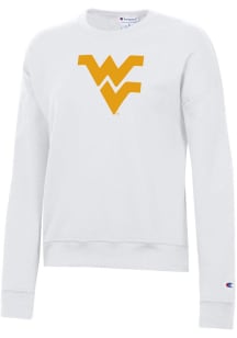 Champion West Virginia Mountaineers Womens White Powerblend Crew Sweatshirt