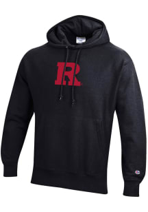 Mens Rutgers Scarlet Knights Black Champion Reverse Weave Hooded Sweatshirt