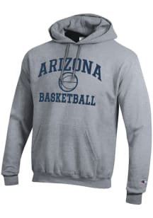 Champion Arizona Wildcats Mens Grey Basketball Powerblend Long Sleeve Hoodie