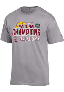 Champion Oklahoma Sooners Grey WCWS Champions 2024 Short Sleeve T Shirt