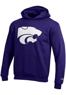 Youth K-State Wildcats Purple Champion Powerblend Long Sleeve Hooded Sweatshirt