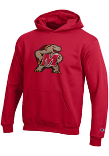 Youth Maryland Terrapins Red Champion Powerblend Long Sleeve Hooded Sweatshirt