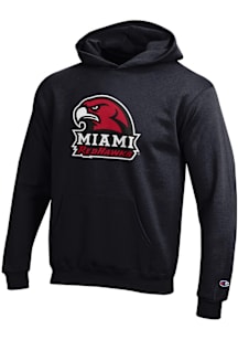 Champion Miami RedHawks Youth Black Powerblend Long Sleeve Hoodie