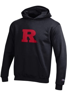 Youth Rutgers Scarlet Knights Black Champion Powerblend Long Sleeve Hooded Sweatshirt