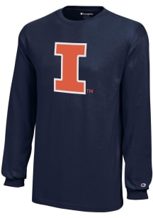 Youth Illinois Fighting Illini Navy Blue Champion Core Long Sleeve T-Shirt