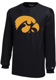 Youth Iowa Hawkeyes Black Champion Core Long Sleeve T-Shirt