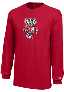 Youth Wisconsin Badgers Red Champion Core Long Sleeve T-Shirt