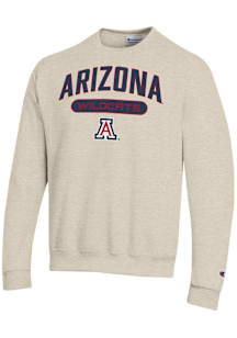 Champion Arizona Wildcats Mens Oatmeal Powerblend Long Sleeve Crew Sweatshirt