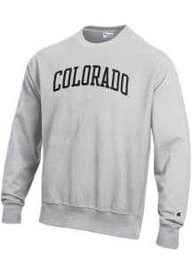 Champion Colorado Buffaloes Mens Silver Reverse Weave Long Sleeve Crew Sweatshirt