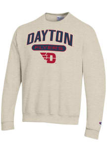 Champion Dayton Flyers Mens Oatmeal Powerblend Long Sleeve Crew Sweatshirt