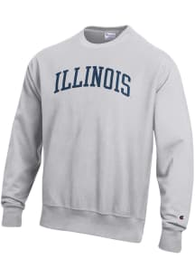 Mens Illinois Fighting Illini Grey Champion Reverse Weave Crew Sweatshirt