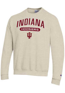 Mens Indiana Hoosiers Oatmeal Champion Powerblend Crew Sweatshirt