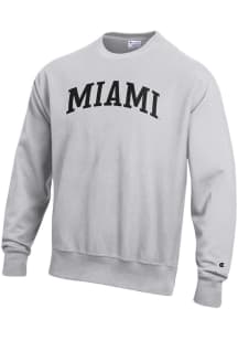 Champion Miami RedHawks Mens Silver Reverse Weave Long Sleeve Crew Sweatshirt