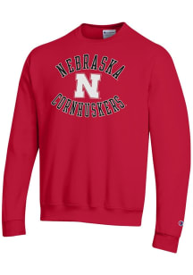 Mens Nebraska Cornhuskers Red Champion Powerblend Crew Sweatshirt