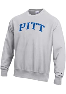 Mens Pitt Panthers Silver Champion Reverse Weave Crew Sweatshirt