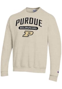 Mens Purdue Boilermakers Oatmeal Champion Powerblend Crew Sweatshirt