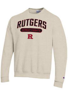 Mens Rutgers Scarlet Knights Oatmeal Champion Powerblend Crew Sweatshirt