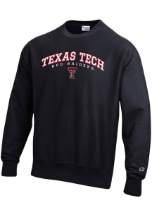 Champion Texas Tech Red Raiders Mens Black Reverse Weave Long Sleeve Crew Sweatshirt