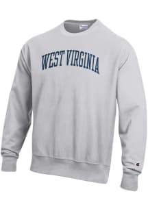 Champion West Virginia Mountaineers Mens Grey Reverse Weave Long Sleeve Crew Sweatshirt