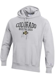 Champion Colorado Buffaloes Mens Silver Reverse Weave Long Sleeve Hoodie