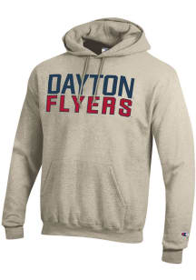 Champion Dayton Flyers Mens Oatmeal Powerblend Long Sleeve Hoodie