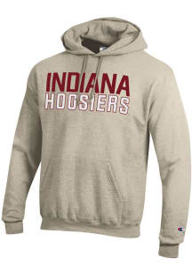 Mens Indiana Hoosiers Oatmeal Champion Powerblend Hooded Sweatshirt