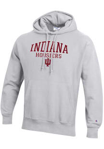 Mens Indiana Hoosiers Silver Champion Reverse Weave Hooded Sweatshirt