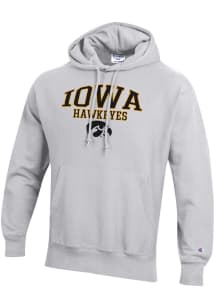 Champion Iowa Hawkeyes Mens Grey Reverse Weave Long Sleeve Hoodie