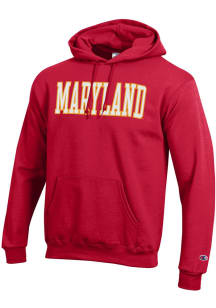 Mens Maryland Terrapins Red Champion Powerblend Hooded Sweatshirt