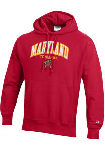 Mens Maryland Terrapins Red Champion Reverse Weave Hooded Sweatshirt