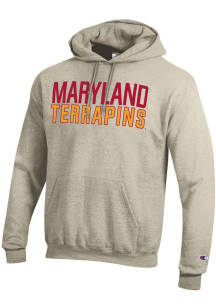 Mens Maryland Terrapins Oatmeal Champion Powerblend Hooded Sweatshirt