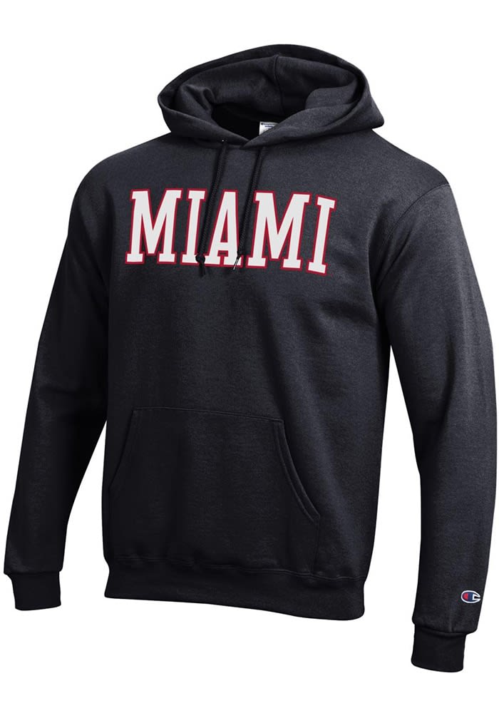 Champion Miami RedHawks Mens Black Powerblend Long Sleeve Hoodie