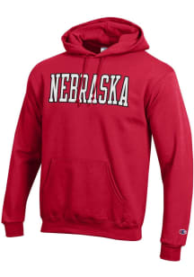 Mens Nebraska Cornhuskers Red Champion Powerblend Hooded Sweatshirt