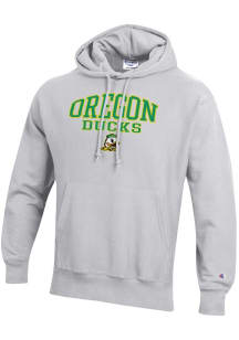 Mens Oregon Ducks Silver Champion Reverse Weave Hooded Sweatshirt