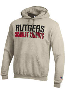 Mens Rutgers Scarlet Knights Oatmeal Champion Powerblend Hooded Sweatshirt