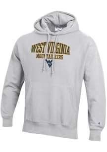 Champion West Virginia Mountaineers Mens Silver Reverse Weave Long Sleeve Hoodie