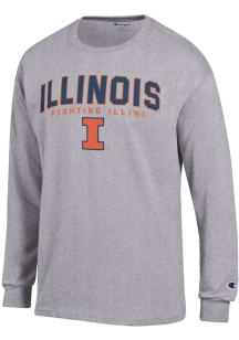 Champion Illinois Fighting Illini Grey Jersey Long Sleeve T Shirt