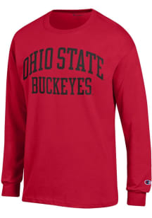 Mens Ohio State Buckeyes Red Champion Jersey Wordmark Tee