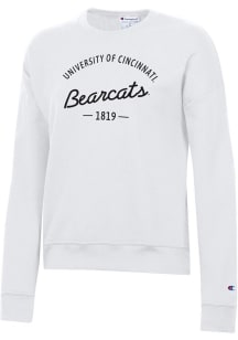 Womens Cincinnati Bearcats White Champion Powerblend Crew Sweatshirt