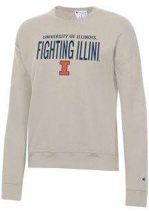Womens Illinois Fighting Illini Brown Champion Powerblend Crew Sweatshirt