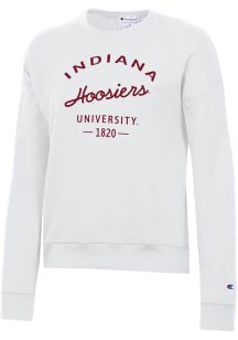 Womens Indiana Hoosiers White Champion Powerblend Classic Crew Sweatshirt