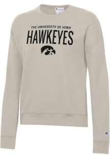 Womens Iowa Hawkeyes Tan Champion Powerblend Crew Sweatshirt