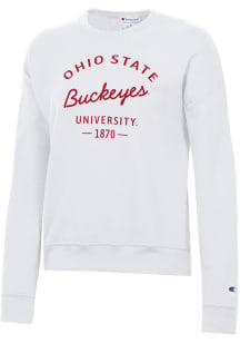 Champion Ohio State Buckeyes Womens White Powerblend Crew Sweatshirt