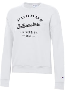 Womens Purdue Boilermakers White Champion Powerblend Crew Sweatshirt