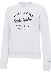 Womens Rutgers Scarlet Knights White Champion Powerblend Crew Sweatshirt