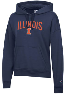 Womens Illinois Fighting Illini Navy Blue Champion Powerblend Hooded Sweatshirt